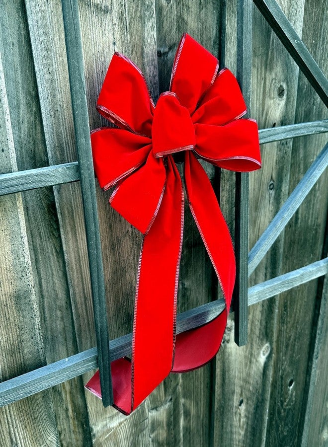 GiftWrap Etc. Red Velvet Decorative Wreath Bows - 10" Wide, Set of 6, Valentine's Day, V-Day, Front Door Decor, Gate, Fence, Retail Display, Gift Basket, Swag, Garland Accessories, Christmas - Image 4
